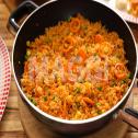 Riz au gras aux rondelles de carottes