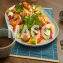 La salade de gambas, agrumes et avocats